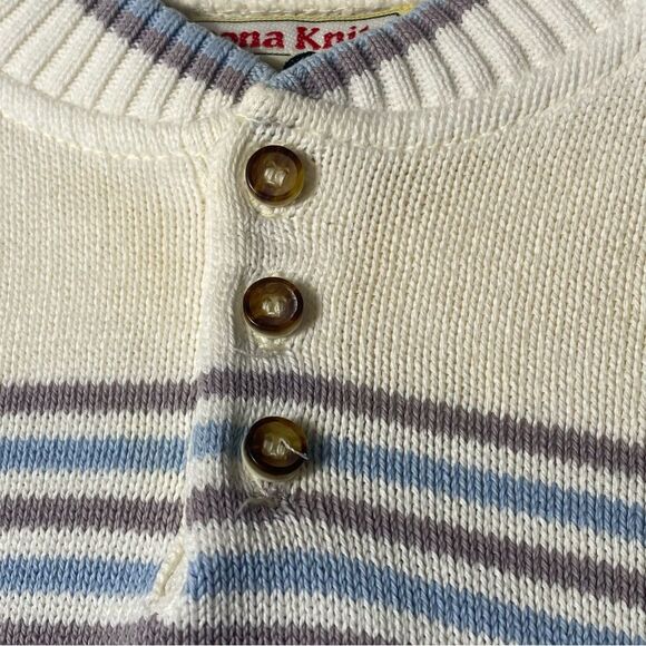 Vintage Winona Knits Pastel Striped Knit Henley Sweater Men's Size Medium - Picture 5 of 13